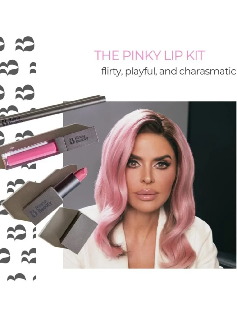 All-in-One Vegan Lip Kit: Lipstick, Gloss & Liner - Candy Pink, Long-Lasting